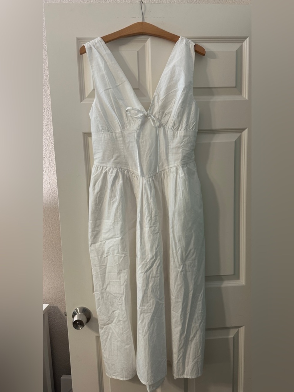Band of the Free White Cotton V-Neck Midi Dress Size Large
